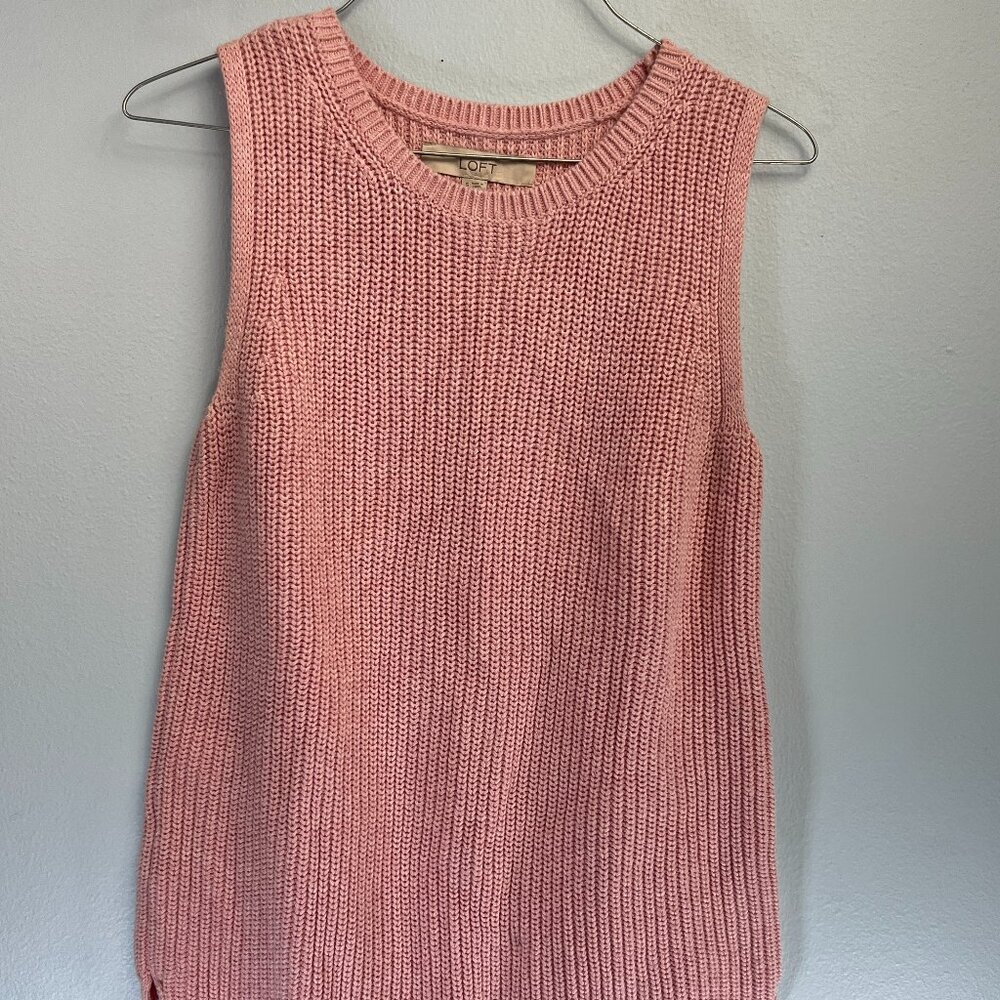 Loft Knit Sweater Vest - Pink - Size S